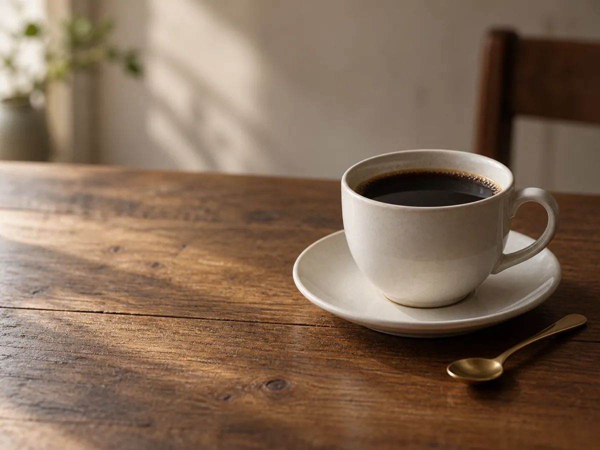 白い陶器のカップに注がれたハンドドリップのコーヒー